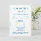 Pastel Cute Pines Bird Baby Boy Shower Invitations (Debout devant)