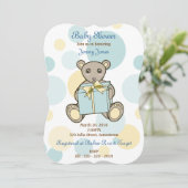 Pastel Cute Teddy Bear Baby shower Invitation (Debout devant)