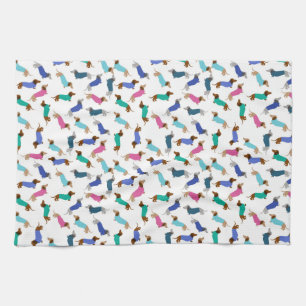 Pastel Dachshund Dish Towel Theedoek
