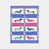 Pastel Dachshund Quilted Pattern Fleece Blanket Deken (Voorkant)