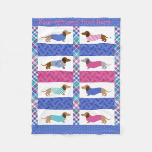 Pastel Dachshund Quiltpatroon Fleece Deken