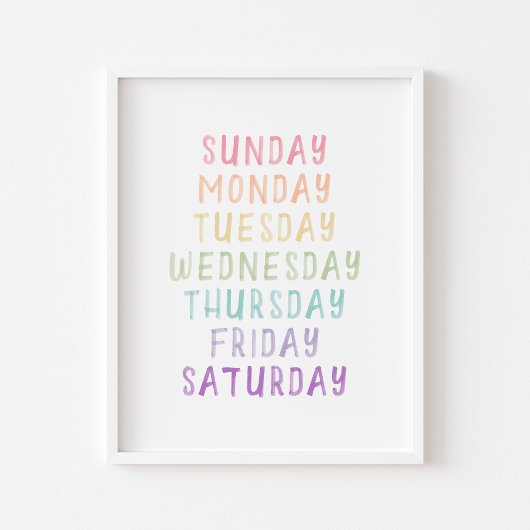 Pastel dag van de week poster