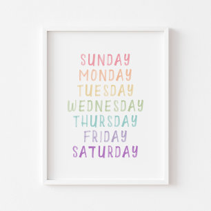 Pastel dag van de week poster