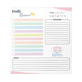 Pastel Dagelijkse Planner - Takenlijst, herinnerin Notitieblok