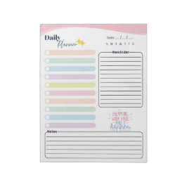 Pastel Dagelijkse Planner - Takenlijst, herinnerin Notitieblok