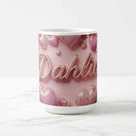 Pastel Dahlia Bloem Kunst met Harten Koffiemok