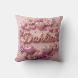 Pastel Dahlia Bloem Kunst met Harten Kussen