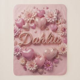 Pastel Dahlia Bloem Kunst met Harten Sherpa Deken