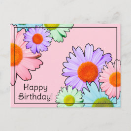Pastel Daisies Gelukkige Verjaardag Briefkaart