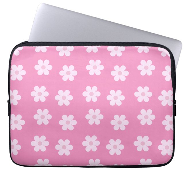 Pastel Daisies Roze Laptop Sleeve (Voorkant)