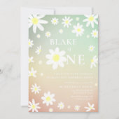 Pastel Daisy 1e Verjaardag uitnodiging (Voorkant)
