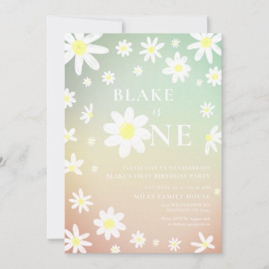 Pastel Daisy 1er Invitation à l'anniversaire (Devant)