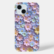 Pastel Daisy Bloemen Telefoonhoes met 3D-ontwerp