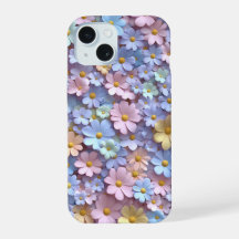 Pastel Daisy Bloemen Telefoonhoes met 3D-ontwerp