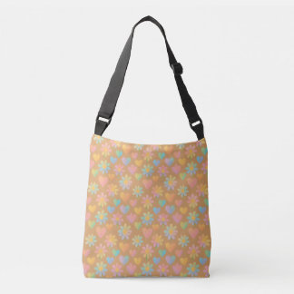 Pastel Daisy en Heart Pattern Crossbody Bag Tas