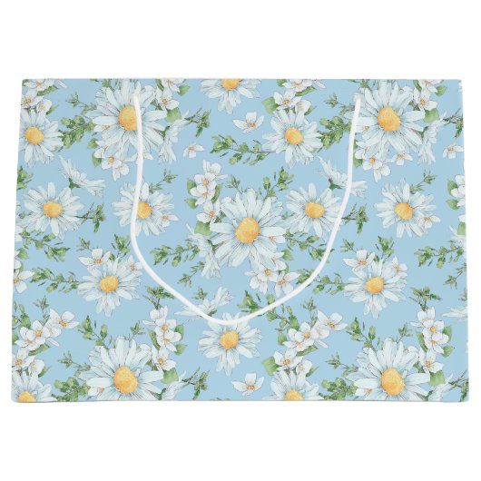 Pastel Daisy Flower Garden Pattern Groot Cadeauzakje (Voorkant)