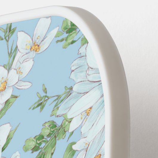 Pastel Daisy Flower Garden Pattern Pickleball Paddle (Links Detail)