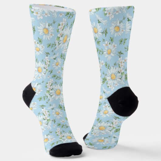Pastel Daisy Flower Garden Pattern Sokken (Gebogen)