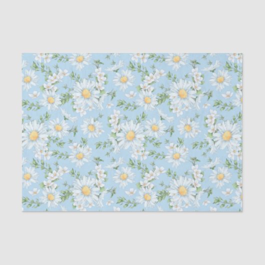 Pastel Daisy Flower Garden Pattern Tissuepapier (Voorkant)