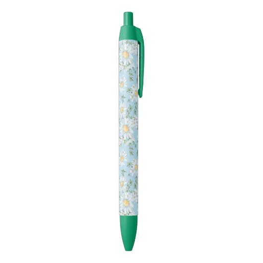 Pastel Daisy Flower Garden Pattern Zwarte Inkt Pen (Achterkant (Verticaal))