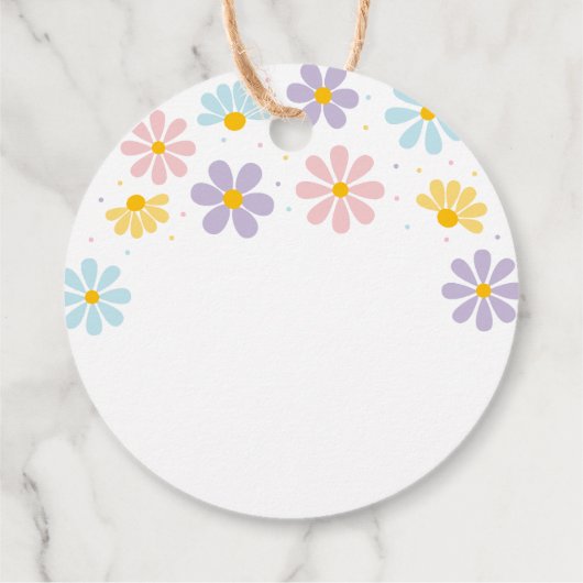 Pastel Daisy Flower Verjaardag Bedankjes Labels (Achterkant)