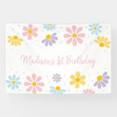 Pastel Daisy Flower Verjaardag Spandoek (Horizontaal)
