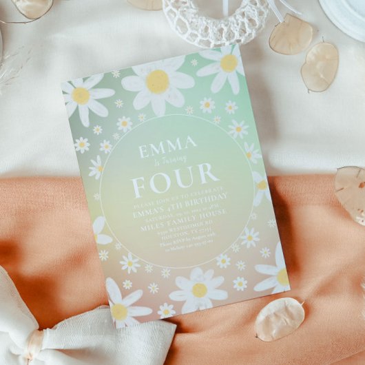 Pastel Daisy Invitation de fête d'anniversaire
