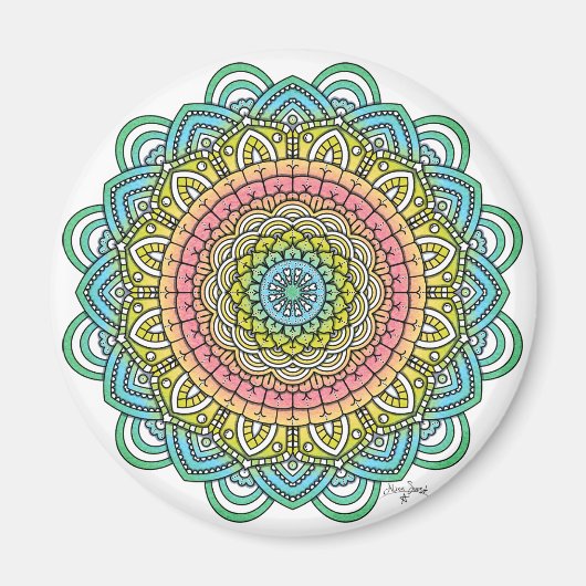 Pastel Defleur Mandala Magneet (Voorkant)