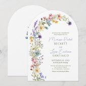 Pastel Delicate Wildflower Arch Wedding Kaart (Voorkant / Achterkant)