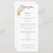 Pastel Delicate Wildflowers Wedding Menu (Voorkant / Achterkant)