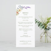 Pastel Delicate Wildflowers Wedding Menu (Staand voorkant)