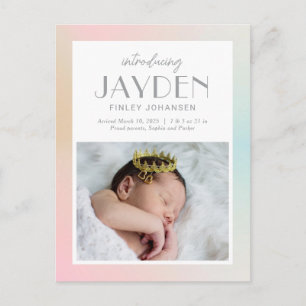 Pastel Delight Modern Birth Announcement Briefkaar Briefkaart