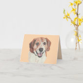 Pastel Dessin Bonne Carte de voeux Beagle (Fleur jaune)
