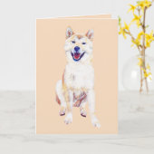 Pastel Dessin Happy Shiba Inu Carte de voeux (Fleur jaune)
