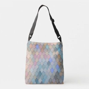 Pastel Diamond Pattern Mermaid Blue Green Roze Crossbody Tas