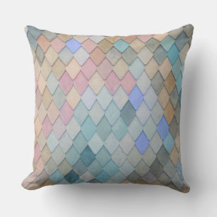 Pastel Diamond Pattern Mermaid Blue Green Roze Kussen