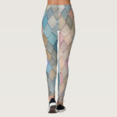 Pastel Diamond Pattern Mermaid Blue Green Roze Leggings (Achterkant)