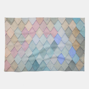 Pastel Diamond Pattern Mermaid Blue Green Roze Theedoek
