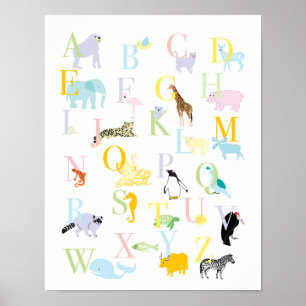 Pastel Dieren ABC Print