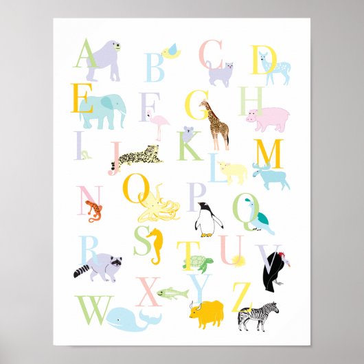 Pastel Dieren ABC Print (Voorkant)