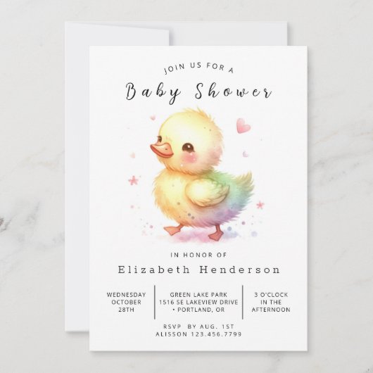 Pastel Digital Duck Baby shower Kaart (Voorkant)