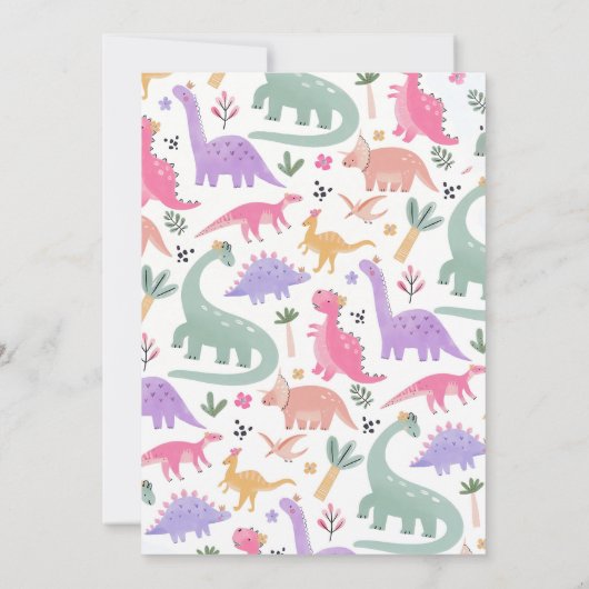 Pastel Dinosaur 2e Invitation Anniversaire Fille D (Dos)