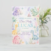 Pastel Dinosaur Birthday Invitation Editable (Debout devant)