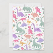 Pastel Dinosaur Invitation Anniversaire Fille Troi (Dos)