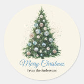 Pastel Disco Ball Ornament Christmas Tree Custom Ronde Sticker (Voorkant)
