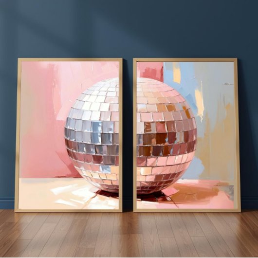 Pastel Disco Ball Split Prints, Pink Aesthetic