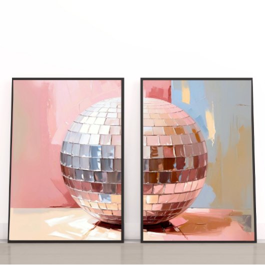 Pastel Disco Ball Split Prints, Pink Aesthetic