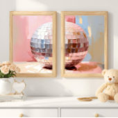Pastel Disco Ball Split Prints, Pink Aesthetic