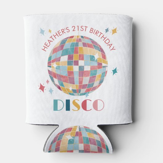 Pastel Disco Ball Verjaardagsfeestje Custom Blikjeskoeler (Achterkant)