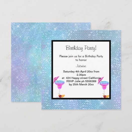 PASTEL DISCO COCKTAIL ANNIVERSAIRE INVITATION À LA (Devant / Derrière)